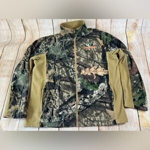 Mens Mossy Oak Fleece Camo Tan Outdoors Hunting Zip Jacket Size Large 42-44